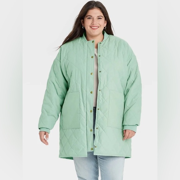 NWT Universal Thread Quilted Coat Green Plus Size - Picture 2 of 4